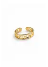 Font Tasarım Cilalı Ayarlanabilir Kadın Çelik Yüzük Gold Kararmaz Renk Atmaz