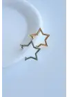 Yıldız Tasarım Sıkıştırmalı Earcuff Kıkırdak Çelik Küpe Gold Kararmaz Renk Atmaz