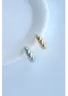 Burgu Tasarım Sıkıştırmalı Earcuff Kıkırdak Çelik Küpe Gold Kararmaz Renk Atmaz