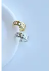 Gumet Tasarım Sıkıştırmalı Earcuff Kıkırdak Kadın Çelik Küpe Gümüş Kararmaz Renk Atmaz