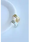 Gumet Tasarım Sıkıştırmalı Earcuff Kıkırdak Kadın Çelik Küpe Gümüş Kararmaz Renk Atmaz
