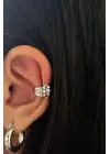 Çoklu Görünüm Sıkıştırmalı Earcuff Kıkırdak Kadın Çelik Küpe Gümüş Kararmaz Renk Atmaz