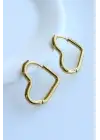 Kalp Şeklinde Halka Tasarım Kadın Çelik Küpe Gold Kararmaz Renk Atmaz