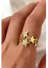 Yeni Sezon Luciddream Çoklu Yeni Yıldız Tasarım Ayarlanabilir Kadın Çelik Yüzük Gold Kararmaz