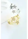 Yeni Sezon Luciddream Çoklu Yeni Yıldız Tasarım Ayarlanabilir Kadın Çelik Yüzük Gold Kararmaz