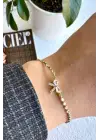 Yeni Sezon Ezme Zincirli Fiyonk Model Garantili Kadın Çelik Bileklik Sarı Kararmaz Renk Atmaz