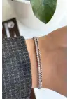 Yeni Sezon Çift Sıra Ezme Zincirli Su Yolu Garantili Kadın Çelik Bileklik Gümüş Kararmaz Renk Atmaz