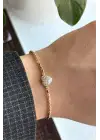Seri Ezme Zincirli Full Taşlı Kalp Model Garantili Kadın Çelik Bileklik Gold Kararmaz Renk Atmaz
