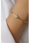 Seri Ezme Zincirli Full Taşlı Kalp Model Garantili Kadın Çelik Bileklik Gold Kararmaz Renk Atmaz