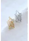 Çoklu Görünüm Zirkon Taşlı Yıldız Model Earcuff Kıkırdak Kıkırdak Küpe Gümüş Kararmaz Renk Atmaz