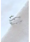 Çoklu Görünüm Zirkon Taşlı Sarmaşık Model Earcuff Kıkırdak Kıkırdak Küpe Gri Kararmaz Renk Atmaz