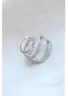Çoklu Görünüm Zirkon Taşlı Sarmaşık Model Earcuff Kıkırdak Kıkırdak Küpe Gri Kararmaz Renk Atmaz