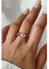 Çok Renkli Çiçek Desen Mineli Ayarlanabilir Kadın Çelik Yüzük Kararmaz Renk Atmaz