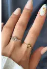 Yeni Sezon Love Knot Tasarım Ayarlanabilir Kadın Çelik Yüzük Gümüş Kararmaz Renk Atmaz