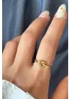 Yeni Sezon Love Knot Tasarım Ayarlanabilir Kadın Çelik Yüzük Altın Kararmaz Renk Atmaz