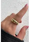 Yeni Sezon Couture Tasarım Ayarlanabilir Kadın Çelik Yüzük Altın Kararmaz Renk Atmaz