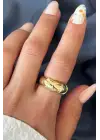 Yeni Sezon Couture Tasarım Ayarlanabilir Kadın Çelik Yüzük Altın Kararmaz Renk Atmaz