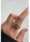 Yeni Sezon Infinity Knot Tasarım Ayarlanabilir Kadın Çelik Yüzük Altın Kararmaz Renk Atmaz