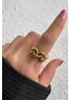 Yeni Sezon Infinity Knot Tasarım Ayarlanabilir Kadın Çelik Yüzük Altın Kararmaz Renk Atmaz
