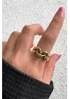 Yeni Sezon Infinity Knot Tasarım Ayarlanabilir Kadın Çelik Yüzük Altın Kararmaz Renk Atmaz