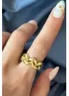 Yeni Sezon Infinity Knot Tasarım Ayarlanabilir Kadın Çelik Yüzük Altın Kararmaz Renk Atmaz