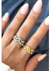 Yeni Sezon Infinity Knot Tasarım Ayarlanabilir Kadın Çelik Yüzük Altın Kararmaz Renk Atmaz