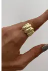 Yeni Sezon Twist Luxe Tasarım Ayarlanabilir Kadın Çelik Yüzük Altın Kararmaz Renk Atmaz