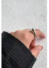 Arc Kıvrımlı Tasarım Ayarlanabilir Parlak Kadın Çelik Yüzük Gümüş Kararmaz Renk Atmaz