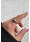 Arc Kıvrımlı Tasarım Ayarlanabilir Parlak Kadın Çelik Yüzük Gümüş Kararmaz Renk Atmaz