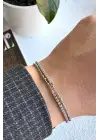 Yarım Tur Top Zincirli Yarım Tur Zirkon Taşlı Su Yolu Tasarım Çift Gorunum Kadın Çelik Bileklik