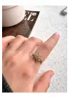 Vintage Güneş Tasarım Ayarlanabilir Kadın Çelik Yüzük Altın Kararmaz Renk Atmaz