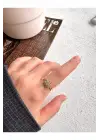 Vintage Güneş Tasarım Ayarlanabilir Kadın Çelik Yüzük Altın Kararmaz Renk Atmaz