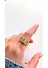 Çoklu Bant Altın Kaplama Ayarlanabilir Geniş Modern Kadın Çelik Yüzük Kararmaz Renk Atmaz