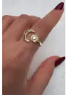 Vintage Seri Güneş Hilal Tasarım Ayarlanabilir Kadın Çelik Yüzük Altın Kararmaz Renk Atmaz