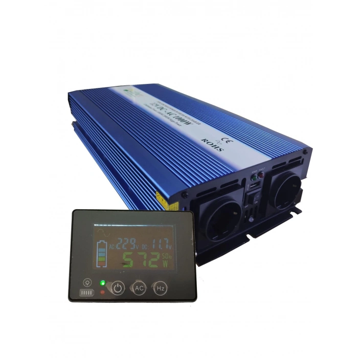 1000 Watt 12 Volt Tam Sinüs UPS Bluetooth Ekranlı İnverter