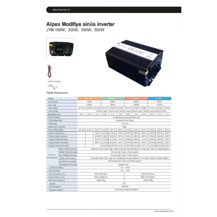 300 WATT 12 VOLT MODİFİYE SİNÜS İNVERTER