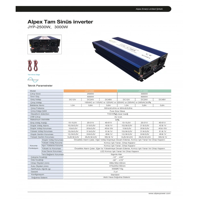 3000 WATT 12 VOLT TAM SİNÜS İNVERTER