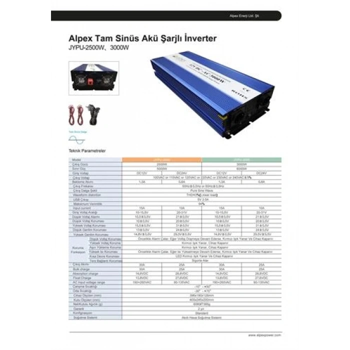 3000 Watt 12 Volt Ups (Şebeke Şarjlı) Tam Sinüs İnverter