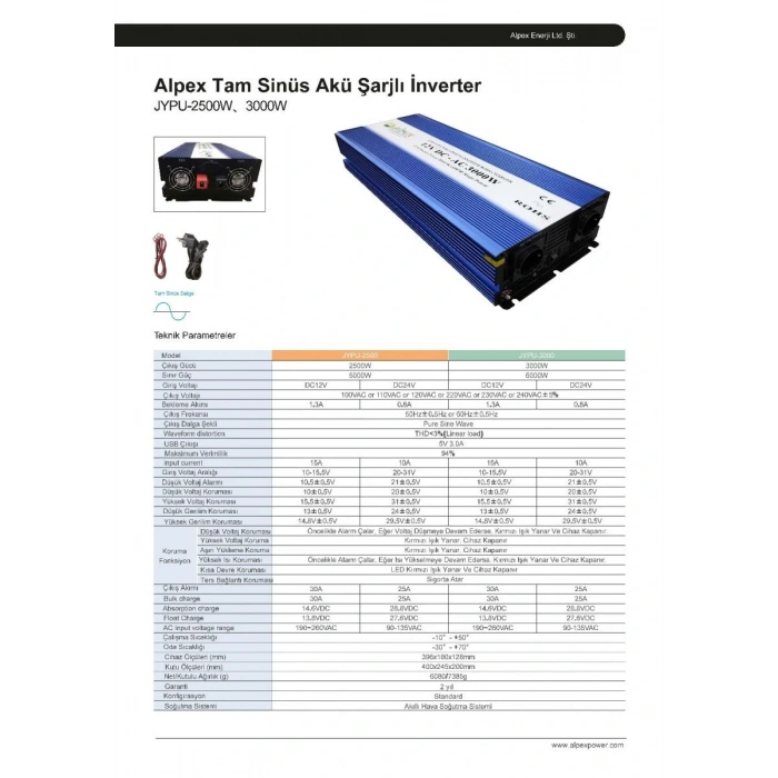 3000 Watt 24 Volt Ups (Şebeke Şarjlı) Tam Sinüs İnverter