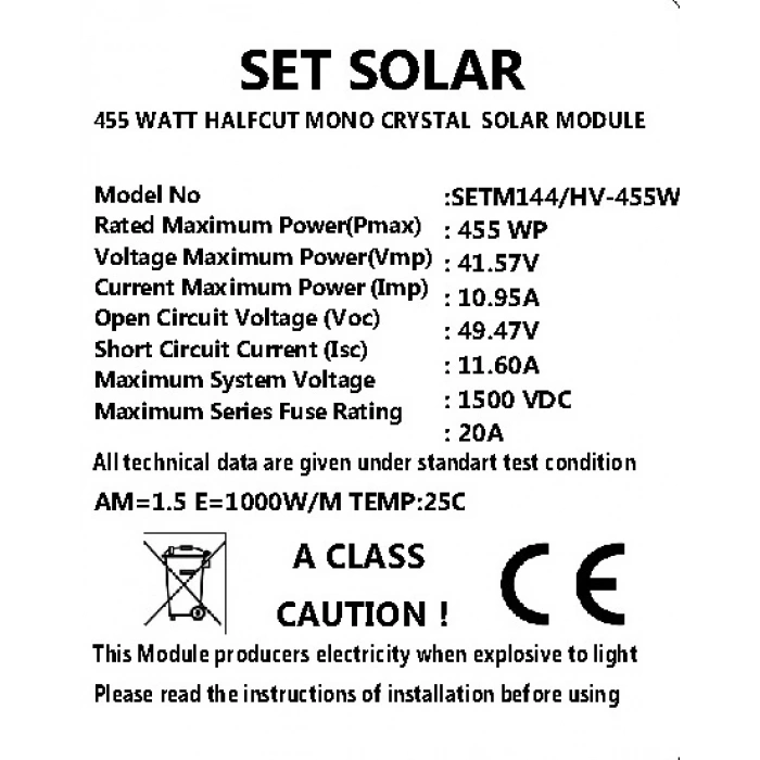 455 W HALF CUT MONOKRİSTAL GÜNEŞ PANELİ