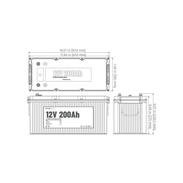 Pylontech 12V 200AH Lityum Akü Bluetooth Haberleşmeli Lifepo4