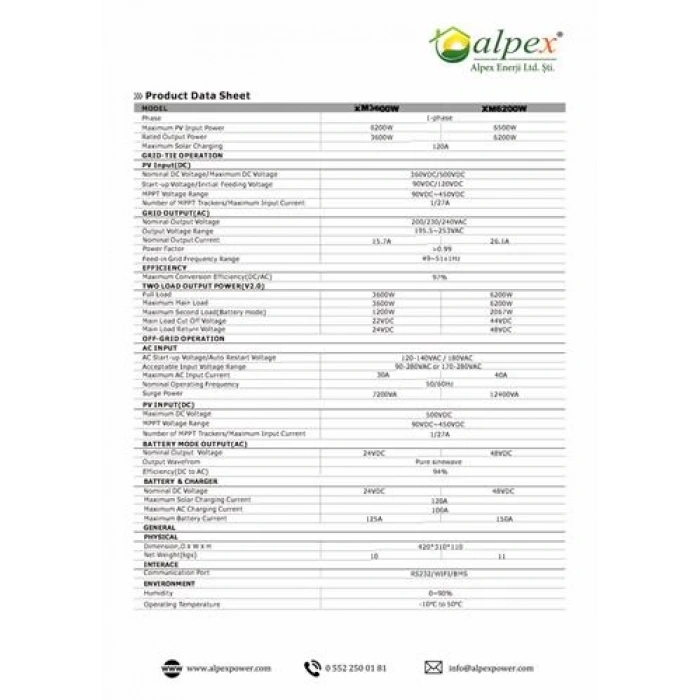On Grid/Off Grid Hybrid İnverter 48 Volt 6200 Watt