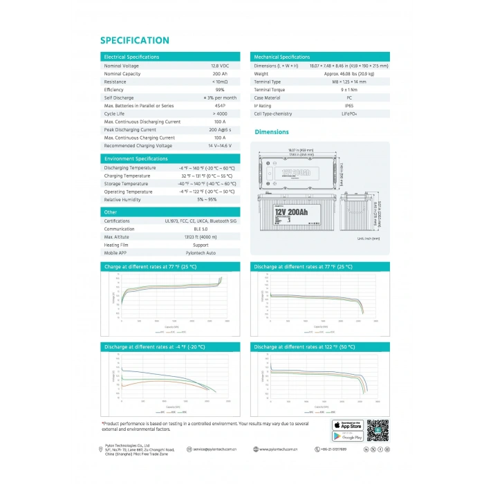 Pylontech 12V 200AH Lityum Akü Bluetooth Haberleşmeli Lifepo4
