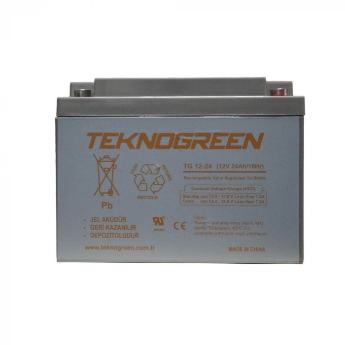 Teknogreen 24 Ah 12 Volt Akü Yatık Tip