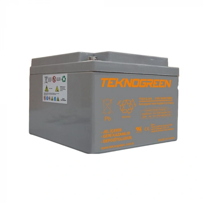 Teknogreen 24 Ah 12 Volt Akü Yatık Tip