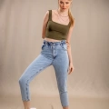 Lastik Detaylı Slim Fit Jeans - MAVİ