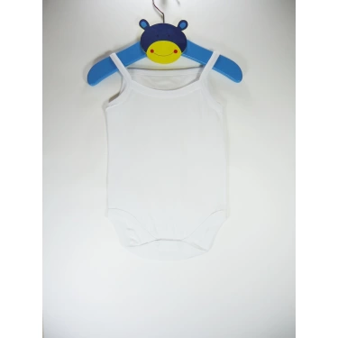 Sema Bebe Jakarlı ip Askılı Badi (Body) - Beyaz 3-6 Ay