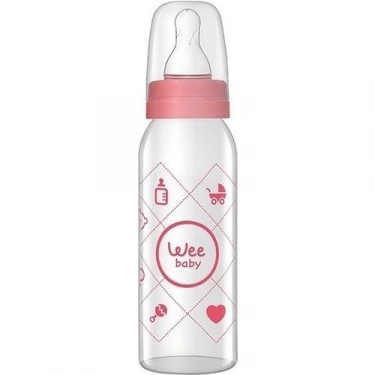 Wee Baby Silikon Uçlu Desenli Cam Biberon 250 cc