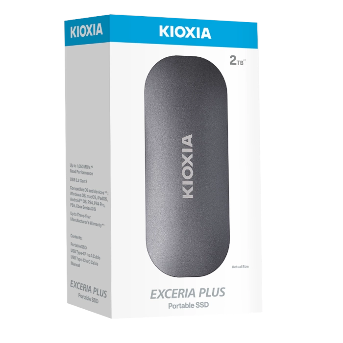 2TB KIOXIA EXCERIA PLUS G2 USB 3.2 1050/1000 MB/s LXD10S002TG8