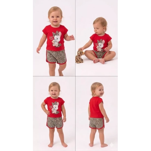 1/4 Yaş Leopar Tavşan Baskılı Çocuk Takımı